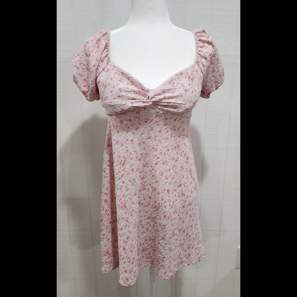 No Boundaries Coquette Milkmaid Dress Sz Medium Pink Floral Cottagecore Babydoll